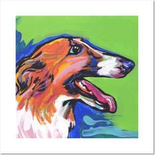 Borzoi Bright colorful pop dog art Posters and Art